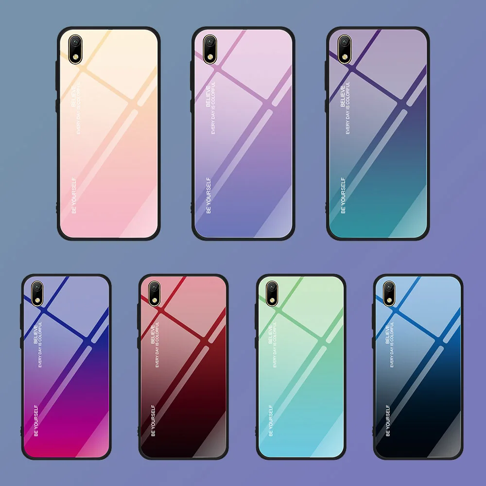 New Gradient Tempered Glass Phone Case For Huawei Honor 8X Mate 20 Pro 10 P20 Lite P Smart Plus Nova 3i 3 4 P30 Cover | Мобильные