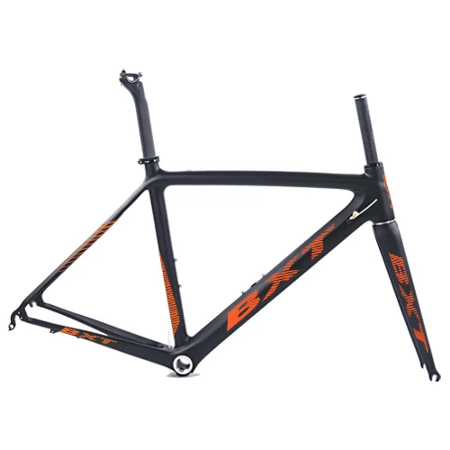 Карбоновая рама для шоссейного велосипеда, v-образный тормоз, рама для шоссейного велосипеда BSA, рама для гоночного велосипеда, карбоновый задний крючок, 130x9 мм, передний 100x9 мм - Цвет: BXT orange logo