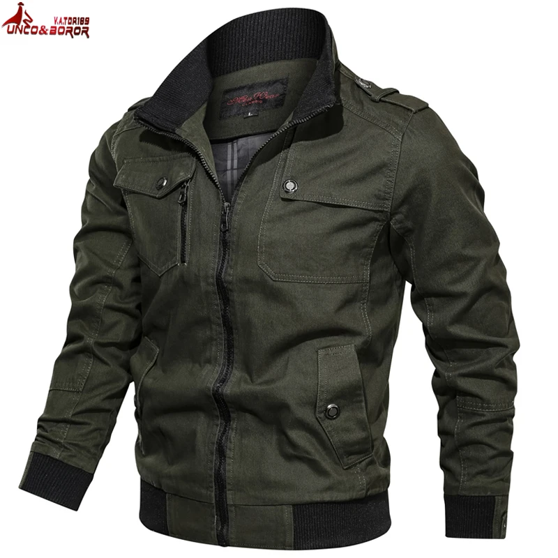 

New autumn winter casual man jacket Multi-pocket zipper stand collar men's military army cotton bomber jacket coat men clothing