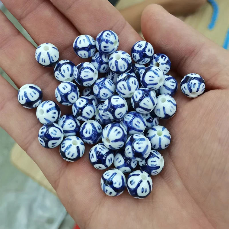 

20pcs 10mm Round Hand Painted Ceramic Beads For Jewelry Making Loose Ceramics Bead DIY Bracelet Necklace Earring Accessories