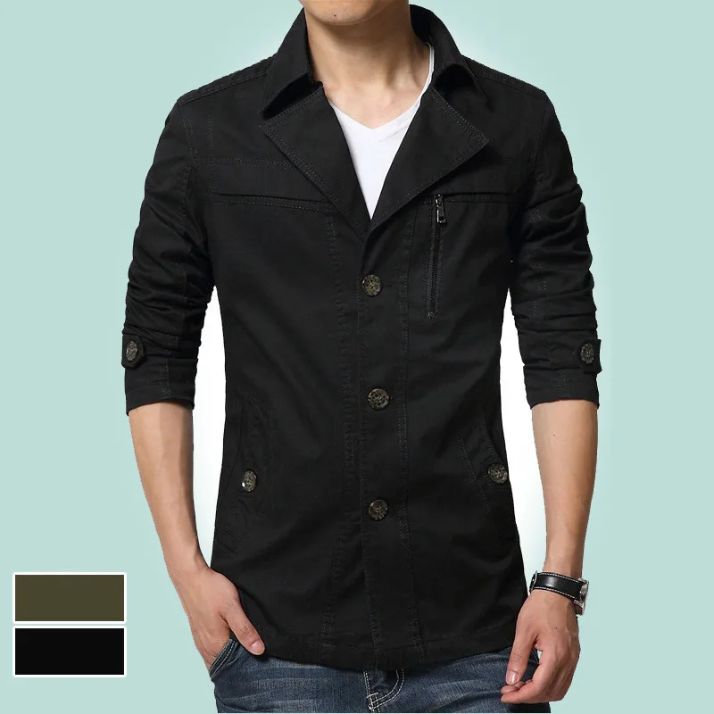 

Outside MEN'S Jacket Pure Cotton MEN'S Coat Spring And Autumn New Style Outdoor Trench Coat Casual Small Suit 8027