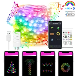 Tuya Smart LED Strip Light RGB Globe Fairy String Waterproof For Holiday Party Christmas Decor Lights Work With Alexa Google
