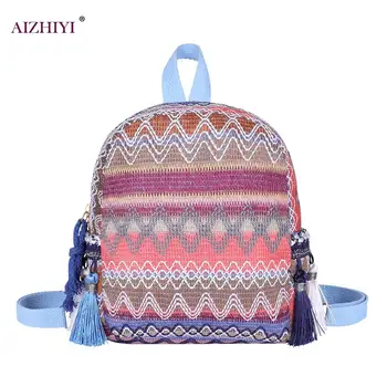 

Women's Backpack Female Small Boho Tassel Shoulder Bags Fashion Ethnic Travel Knapsack Ladies Casual Bagpacks
