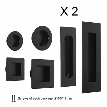 

2 PCS Black Recessed Kitchen Cabinet Door Pull Stainless Steel Round/Square/Oval Furniture DrawerFlush Finger Handles