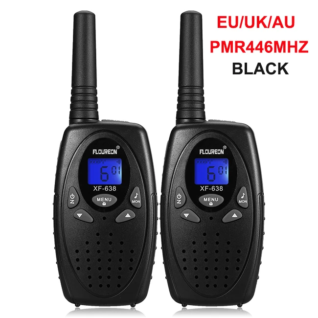 EU AU UK Black FLOUREON 8 каналов Детские рации UHF400-470MHz 2-Way Радио 3 км переговорные PMR портативные детские игры рация Intercom - Цвет: EU AU UK Black