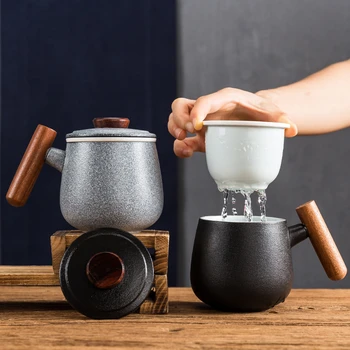 

New Teacup Ceramic Cup Tea Separator Office Cup With Lid Filter Teacup