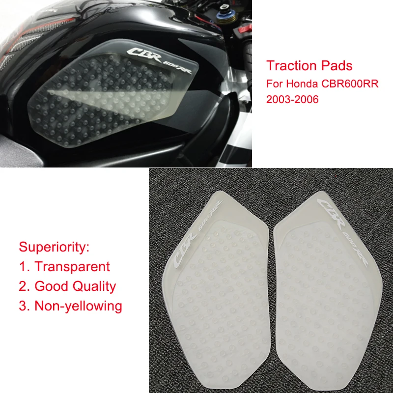 Motorcycle Rubber Gas Tank Traction Side Pad Gas Fuel Knee Grip Protector Compatible With H.o.n.d.a CBR600RR CBR 600RR 2003 2004 2005 2006
