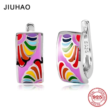 

2018 Enthusiastic Colourful feathers Earrings for women 925 Sterling Silver fashion Ear Earring luxury Party Jewelry Enamel