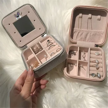 

Jewelry Storage Box Interlayer Exquisite Portable Ins Simple Necklace Earrings
