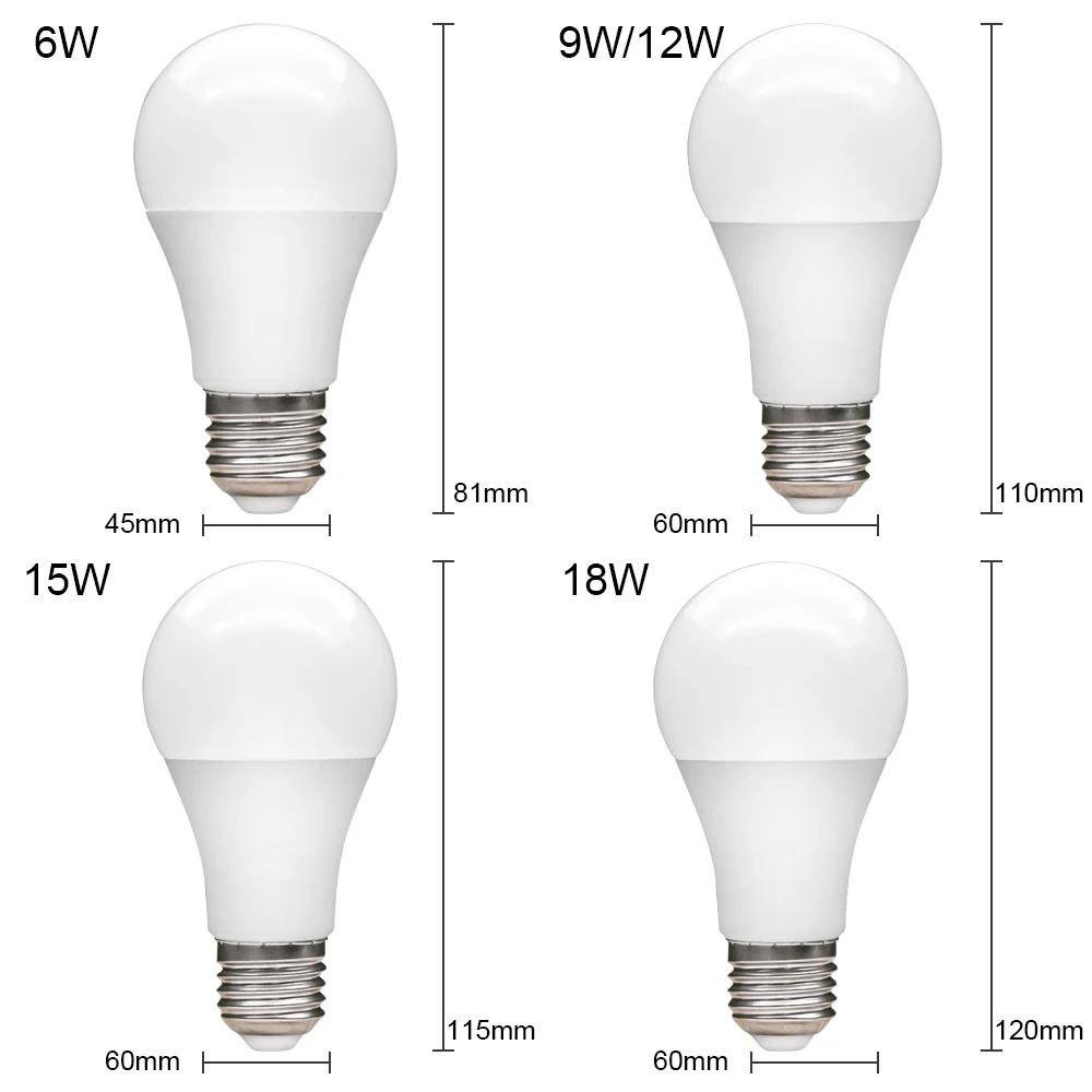 Светодиодный светильник E27 6 Вт 9 Вт 12 Вт 15 Вт 18 Вт Светодиодный светильник ac220в умный IC холодный белый/теплый белый домашний Bombilla Ampoule Lampada Светодиодный точечный светильник