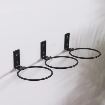 

3pcs Wall Mounted Hanging Ring Shape Garden Flower Pot Rack Home Iron Anti Rust Easy Install Holding Planters Black Balcony Tray