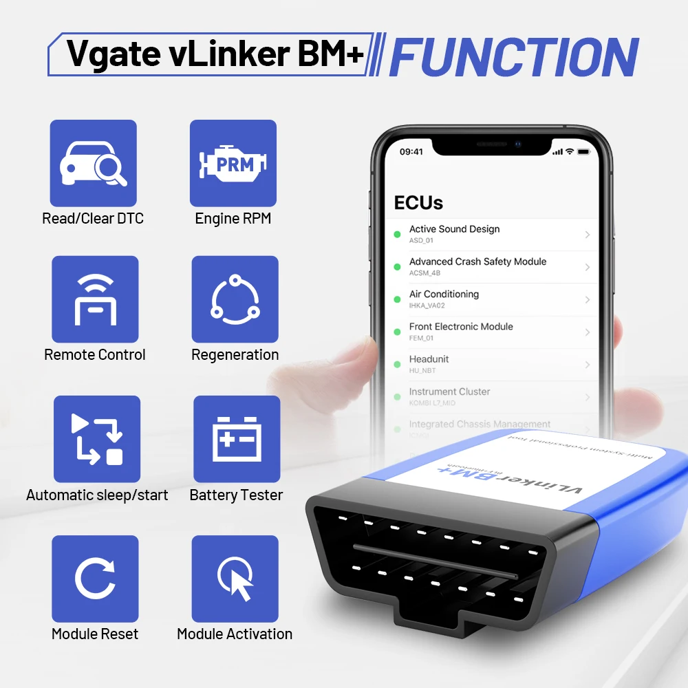 Vgate vLinker BM+ ELM327 V2.2 BT 4.0 wifi For BMW Scanner OBD 2 OBD2 Car Diagnostic Auto Tool ELM 327 ODB2 Bimmercode car battery charger