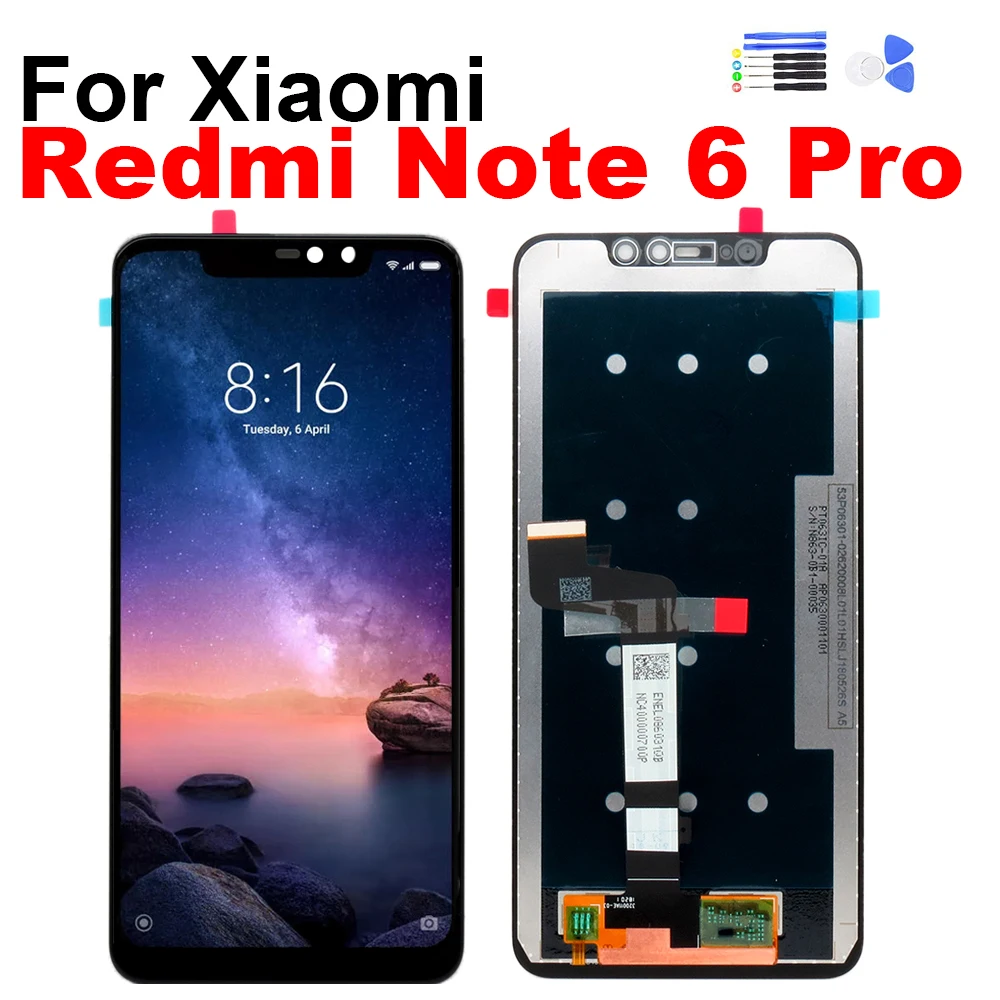 

For Xiaomi Redmi Note 6 Pro Display Touch Screen Digitizer LCD Assembly Redmi Note6 Pro Screen with Frame Repair Replacement