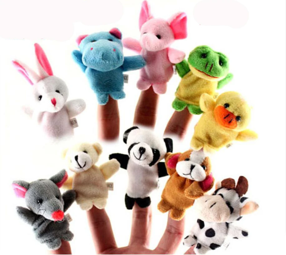 Finger Puppets Animal Family Plush Set Toys Finger Animal Dolls Cartoon Child Baby Talking Story Finger Puppet Toy