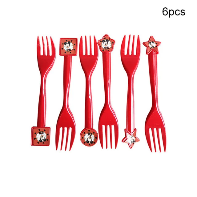 Mickey Mouse Theme Party Banner Party 6 People Disposable Plate Napkin Cup Cake Toppers for Kids Favor Flag Decoration Gifts fork 6pcs