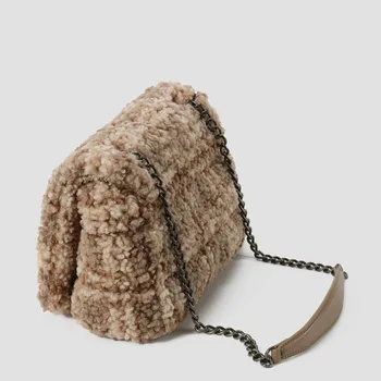

Lamb Wool Handbags 2020 Autumn And Winter New Chain One-shoulder Messenger Bag Faux Fur Effect Versatile