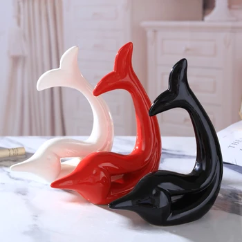 

Simple Modern Ceramic Dolphin Ornaments Art Wedding Gifts Porch TV Cabinet Furnishings Crafts Bedroom Home Figurines Decoration