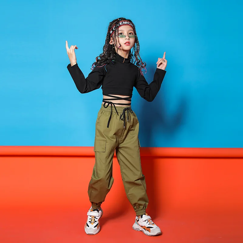 Kids Hip Hop Clothing Clothes Dance Costumes Girls Cropped Sweatshirt Shirt Top Jogger Pants Jazz Ballroom Dancing Street Wear