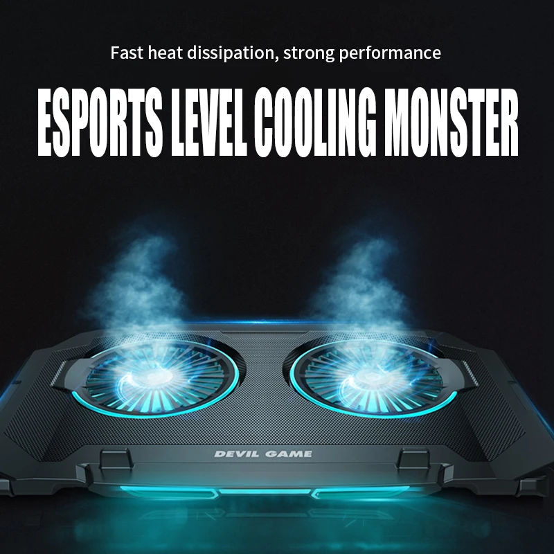 

Gaming Laptop Cooler two Fan Two USB Port Led RGB Lighting Notebook Stand Laptop 12-17 inch base para usb Laptop Cooling Pad