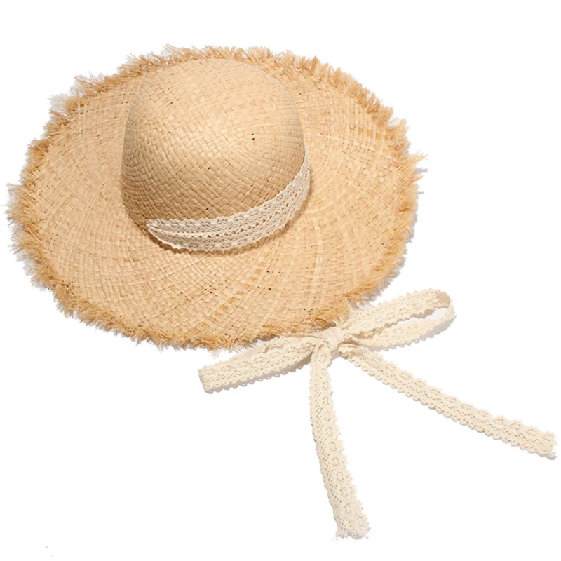 Cappello da sole in paglia a tesa larga per donna da mare_voghion.com