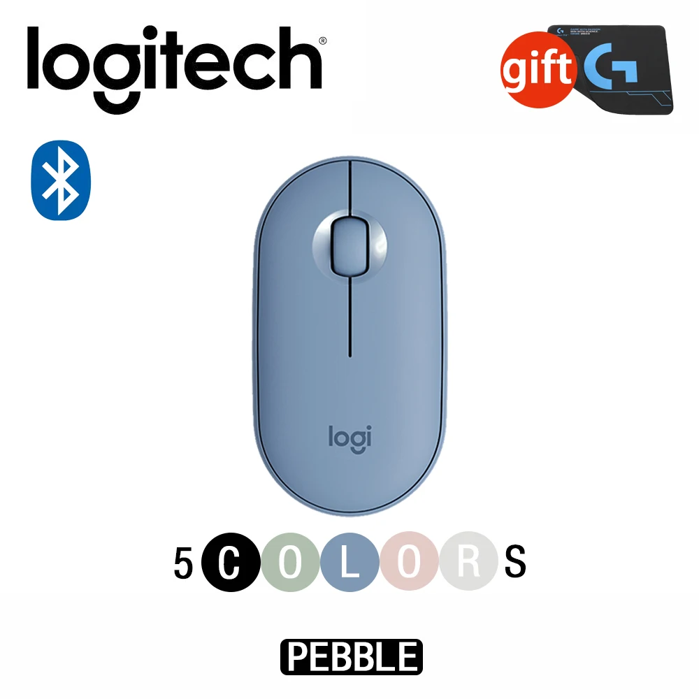 Оригинальная Беспроводная мини-мышь с Bluetooth от компании logitech Pebble, тонкая, 1000 dpi, 100g, высокоточная, оптическая, отслеживающая, Unifying, цветная мышь