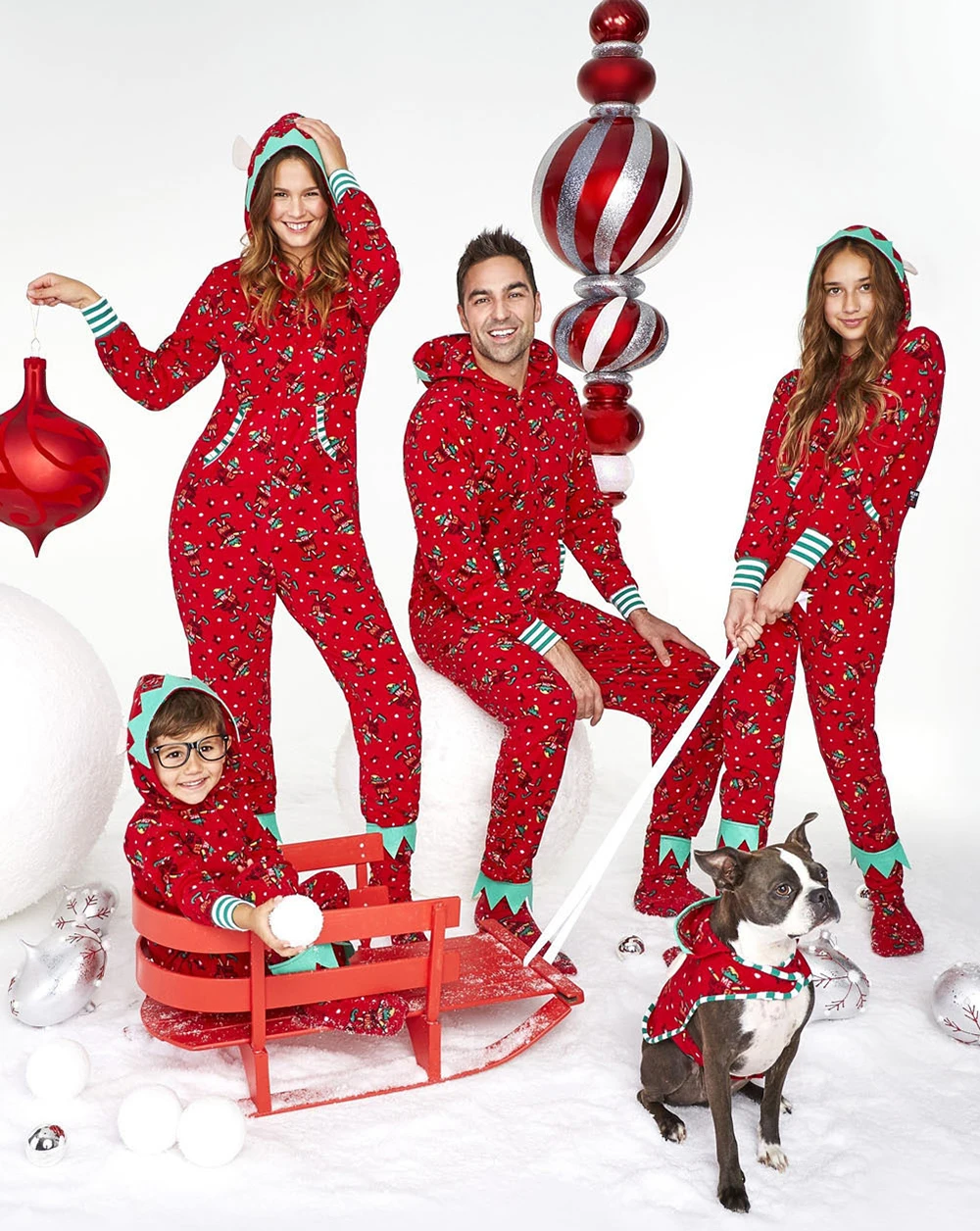 Fashion Lovely Comfortable Cotton Family Mums Matching Christmas Pajamas PJs Sets Romper Jumpsuit Xmas Gift Sleepwear Nightwear Outfit Clothes Red (6)