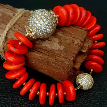 

8'' 20MM Orange Turquoise Disc CZ Bracelet