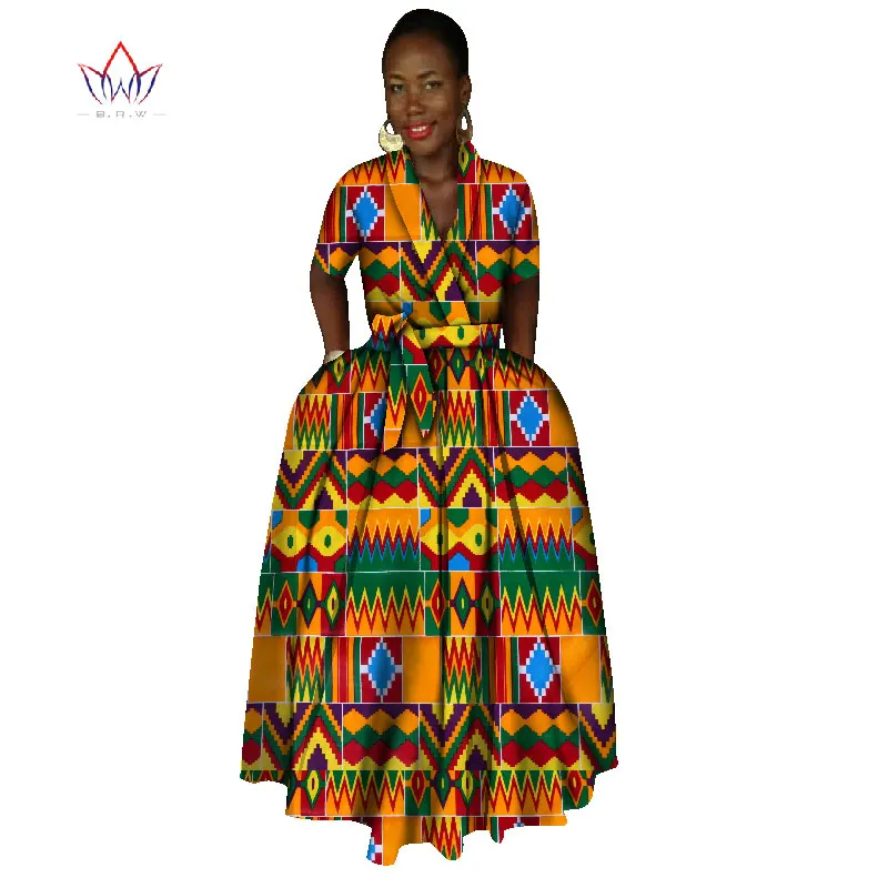 В африканском стиле платье для Для женщин летние Винтаж Макси платье Дашики Африканский Базен платье натуральный Большие размеры женская одежда Большие размеры WY882 - Цвет: 17