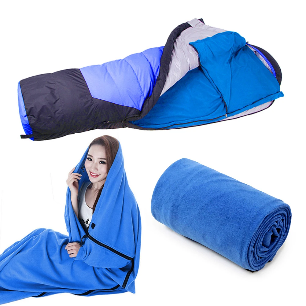 1pc Portable Fleece Sleeping Bag Liner Lightweight Tent Bed For Outdoor Hiking Backpacking Tent Bed Travel Warm Camping Blanket 2