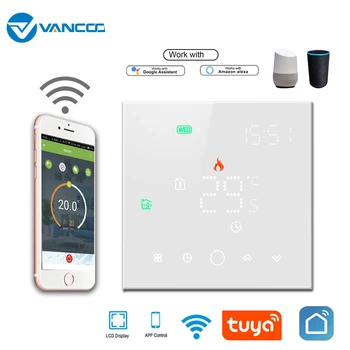 Smart Thermostat Wifi LCD Touch Screen Temperature controller For Electrical / Water Heating Systems Work With Alexa Google Home lcd touch screen smart wifi big digital temperature thermostat touch screen warm floor heat controller thermostat