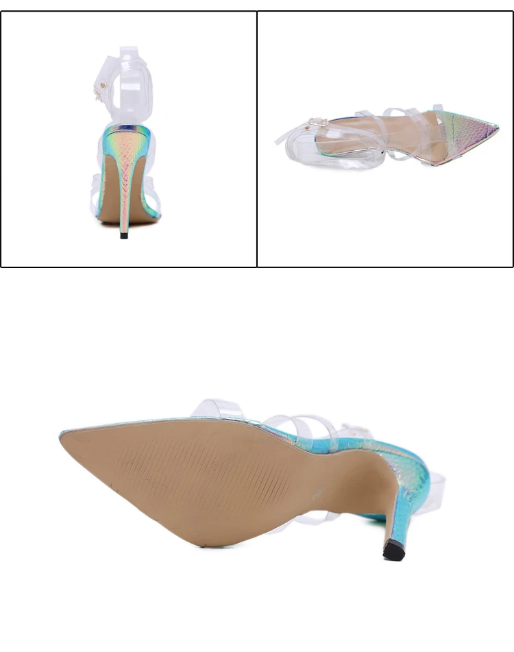 Aneikeh/ г.; Модные женские босоножки из пвх; бандажные туфли на тонком высоком каблуке с пряжкой и стразами; прозрачные открытые туфли с острым носком; Размеры 35-42