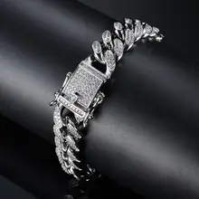 12 мм хип-хоп Полный AAA циркон ледяной побрякушки кубинские панцирные браслеты-цепочки для женщин и мужчин CZ Rapper ювелирные изделия Прямая поставка