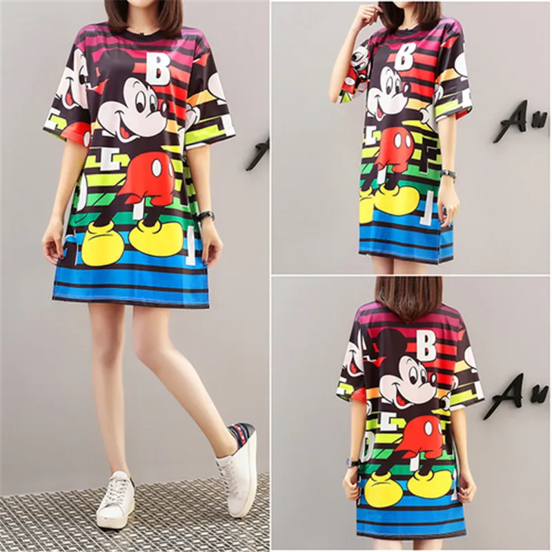 

Twelve Cartoon Mickey Mouse Graffiti Printed Short-sleeved Mesh Loose Breathable And Quick-drying Round-neck T-shirt Plus Size