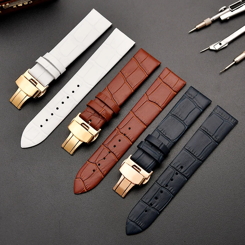 Thin cowhide leather band Men s and women s watches accessories Apply to ck DW butterfly 1