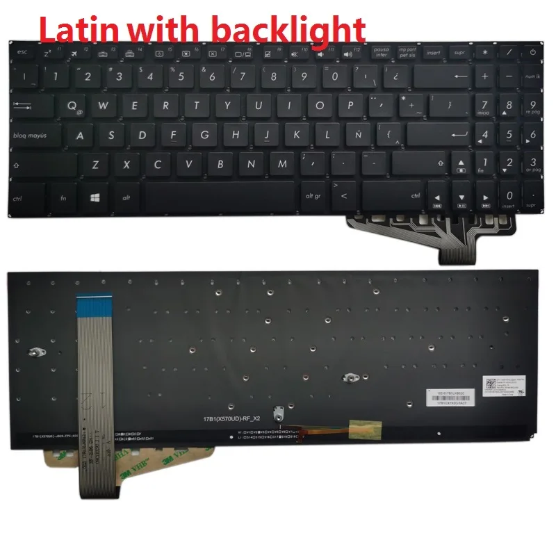 Teclado de Laptop sp Espanhol la Latina para Asus X570u X570ud X570z X570zd R570u R570ud R570z R570zd F570zd F570u F570ud K570u Teclado de substituição - Imagem 4