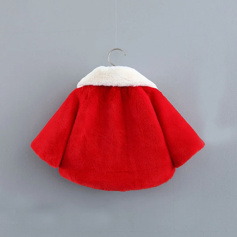 Warm Winter Girls Kids Balls Cloak Coats Children Baby Infants Cartoon Outwear Thicken Faux Fur Velvet Coat Casaco WT806