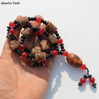 

Vintage Natural Stone Ethnic Necklace for Women Men Vintage Tibetan Totem Jewelry Handmade Dzi Beads Pendants Necklace