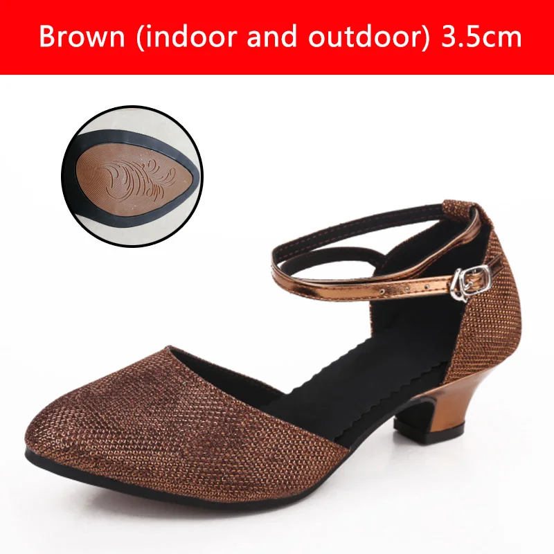 brown style A 3.5cm Новинка; обувь для латинских танцев; Женская Профессиональная обувь для латинских танцев; Танцевальная обувь для взрослых; Современная танцевальная обувь; Танцевальная обувь; женская обувь - Цвет: brown style A 3.5cm