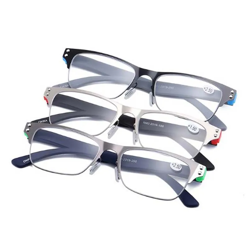 New high-end business men's reading glasses stainless steel high-definition reading glasses for the