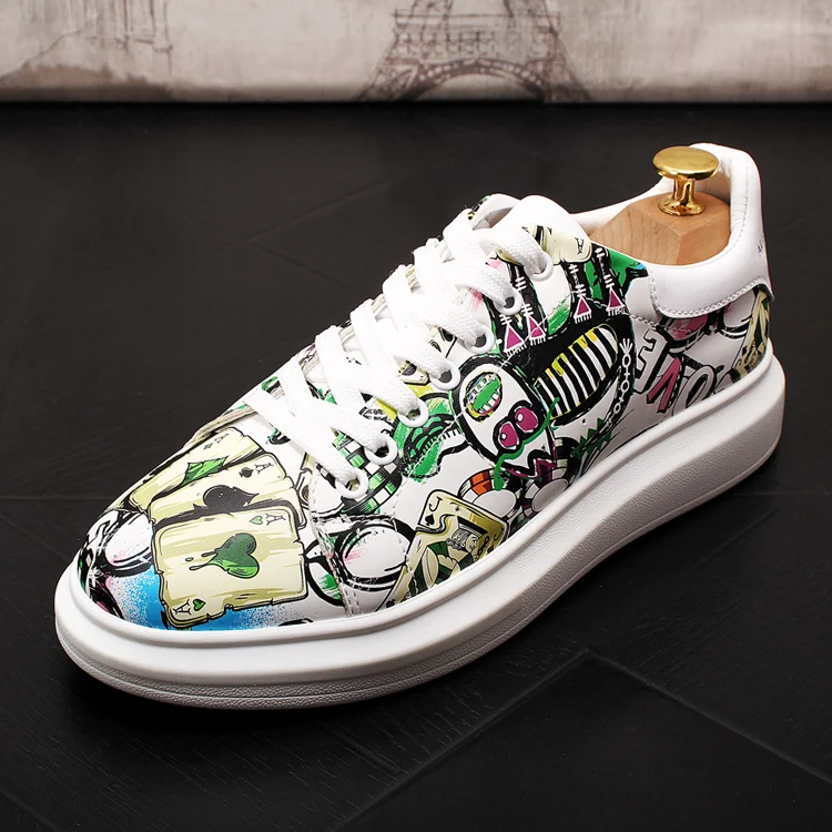 

Fashion men shoes loafers man casual shoes print sneakers ins high quality student autumn Flat shoes luxury brand shoes leather