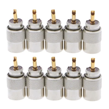 

10 Pcs UHF PL-259 Male Solder RF Connector Plugs For RG8X Coaxial Coax Cable