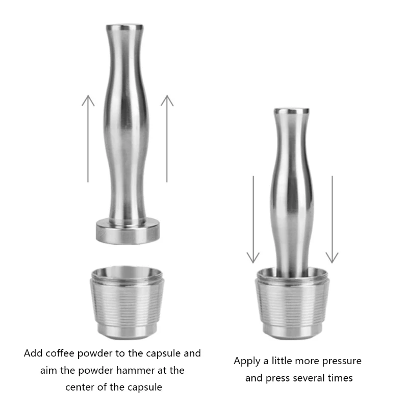 

Coffee Capsule Pressing Powder Hammer Stuffer Stainless Steel Die Casting Plane Base Coffee Tamper for Coffee Bean Press 19QE
