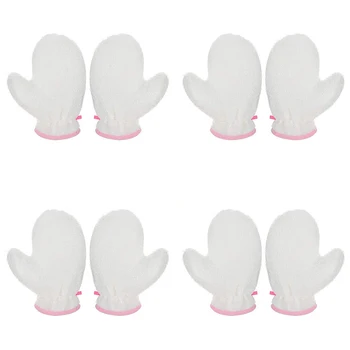 

4 Pairs White Bamboo Fiber Waterproof Heatproof Oil Non-Stick Dish-Washing Cleaning Kitchen Gloves