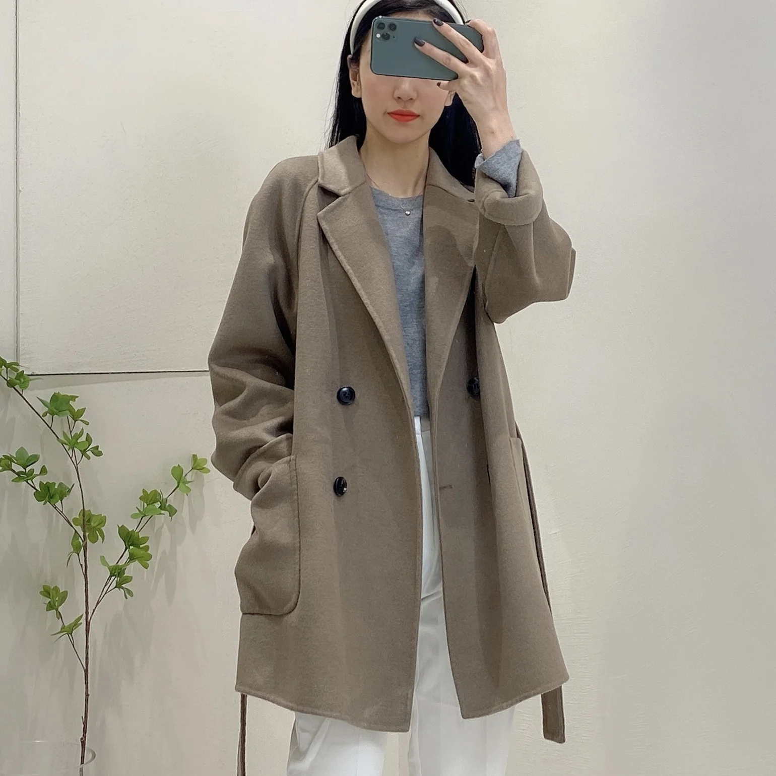 

Double-faced cashmere coat women's mid-length style autumn 2021 new loose temperament high-end woolen British style coat