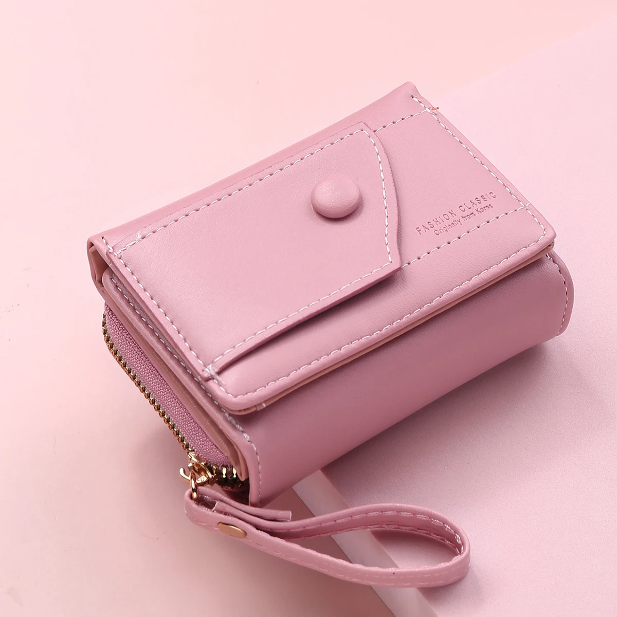 Stylish womens clutch wallet purse for girls pink pu leather ladies hand  mobile purse WRCL P