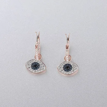 

High quality SWA Blue Zircon two eye Earrings multi color rose gold popular primary color Earrings