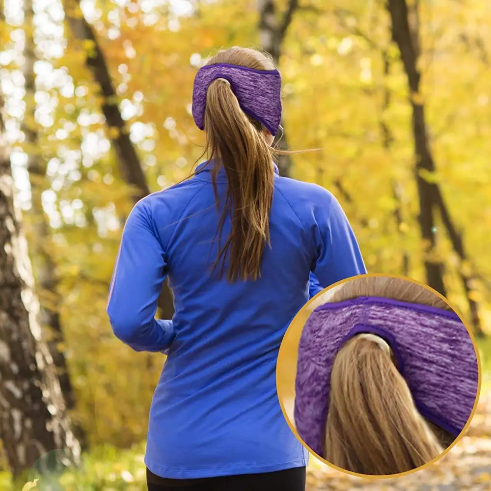 Women Yoga Sports Sweatband Headband Ponytail Holder Running Winter Fleece Ear Cover Female Ear Warmer Outdoor Hair Band 2