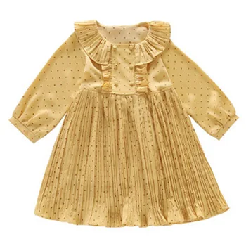 

Girls Dress Kids Clothes Cute Long-sleeved Lotus Leaf Polka Dot Princess Dress Party Toddler Girl Clothes
