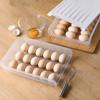 

Anti-Fall Case Auto Scrolling Egg Storage Holder Egg Storage Rack Refrigerate Food Box Plastic Space Saver Organizer Container