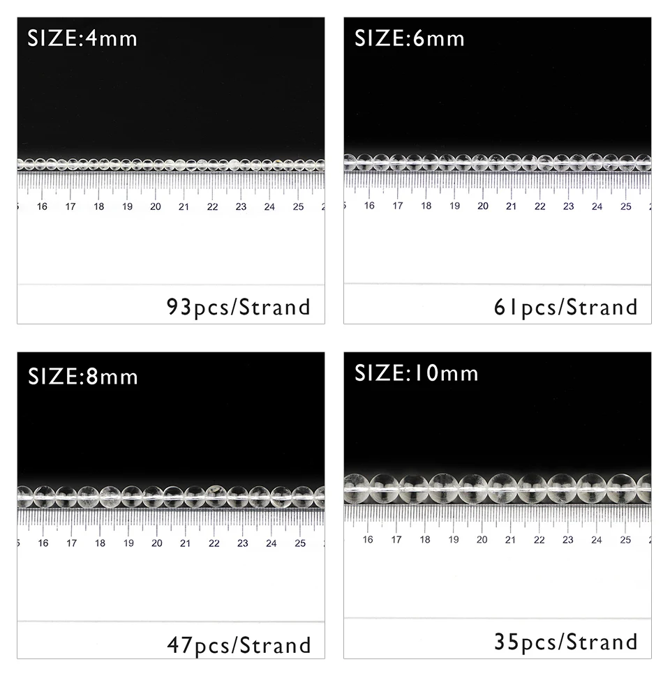 BTFBES Природный Рок-Кристалл Камень Белый Кварц Круглые бусины для плетения браслетов своими руками 4/6/8/10/12 мм